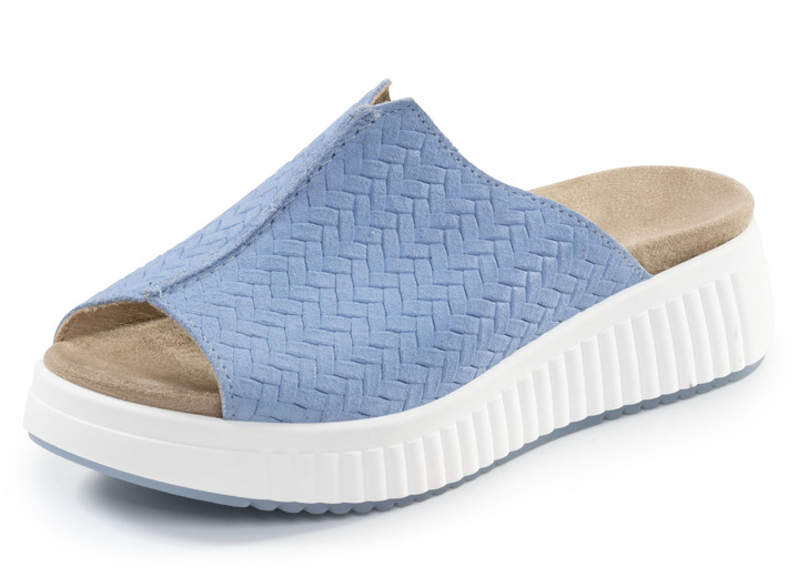 Sandaletten & Pantoletten - ELENA EDEN, trendige Damen-Pantoletten, Weite H, mit herausnehmbarem Fußbett, in Größe 036 bis 042, in Farbe HELLJEANS Ansicht 1