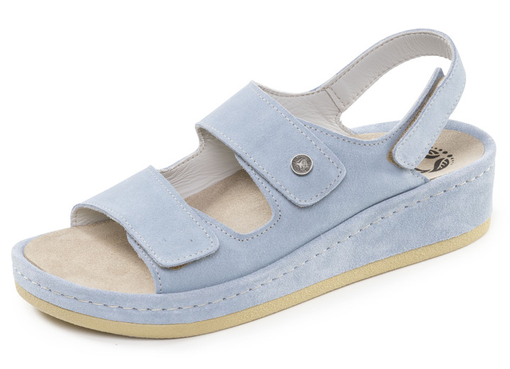 Sandaletten & Pantoletten - Mubb, bequeme Damen-Sandalen, Weite H, mit herausnehmbarem Fußbett, in Größe 036 bis 042, in Farbe BLEU Ansicht 1