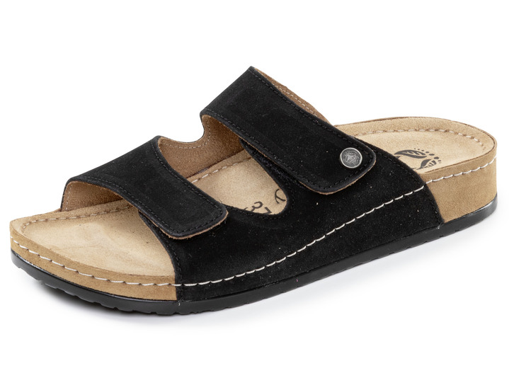 Sandaletten & Pantoletten - Mubb, bequeme Damen-Pantoletten, Weite H, mit Klettverschluss, in Größe 036 bis 042, in Farbe SAND Ansicht 4