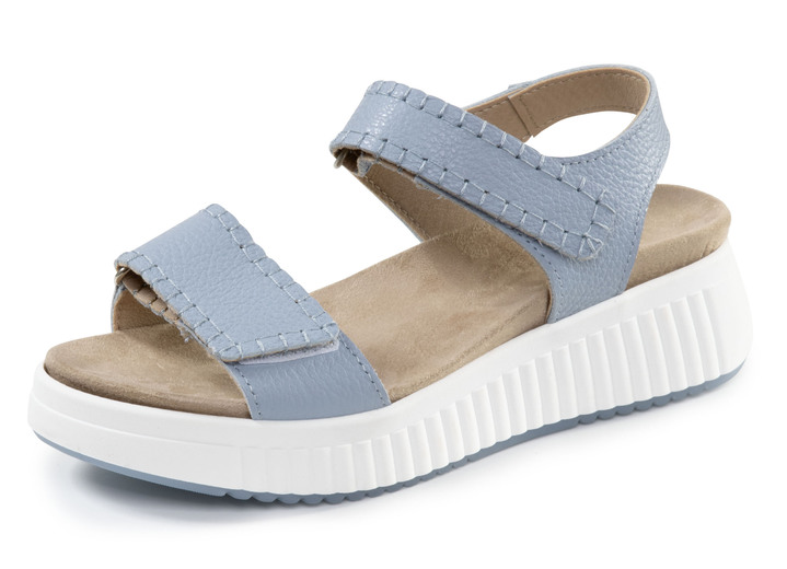 Sandaletten & Pantoletten - ELENA EDEN, bequeme Damen-Sandalen, Weite H, mit herausnehmbarem Fußbett, in Größe 035 bis 041, in Farbe HELLBLAU Ansicht 1