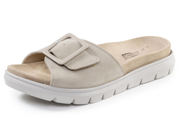 Sandaletten & Pantoletten - ELENA EDEN, stylische Damen-Pantoletten, Weite H, mit herausnehmbarem Fußbett, in Größe 036 bis 042, in Farbe BEIGE Ansicht 1