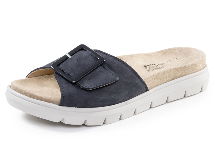 Damenmode - ELENA EDEN, stylische Damen-Pantoletten, Weite H, mit herausnehmbarem Fußbett, in Größe 036 bis 042, in Farbe DUNKELBLAU Ansicht 1