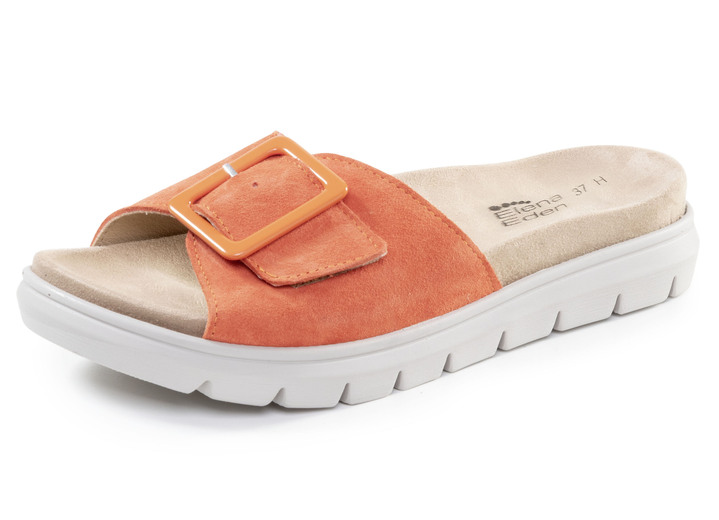 Sandaletten & Pantoletten - ELENA EDEN, stylische Damen-Pantoletten, Weite H, mit herausnehmbarem Fußbett, in Größe 036 bis 042, in Farbe BEIGE Ansicht 7