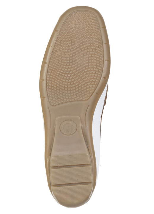 Damenmode - ELENA EDEN, schicke Damen-Slipper, Weite G, mit herausnehmbarem Fußbett, in Größe 036 bis 042, in Farbe WEISS-COGNAC Ansicht 3