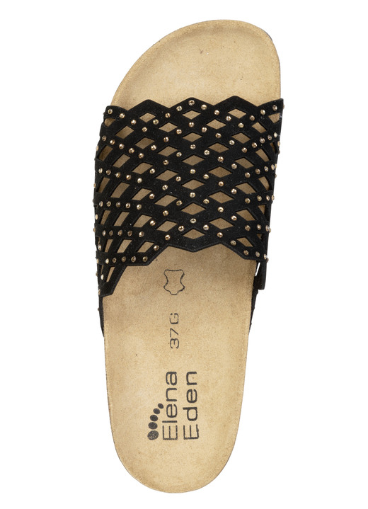 Sandaletten & Pantoletten - ELENA EDEN, leichte Damen-Pantoletten, Weite G, mit Lederfußbett, in Größe 036 bis 042, in Farbe SCHWARZ Ansicht 2