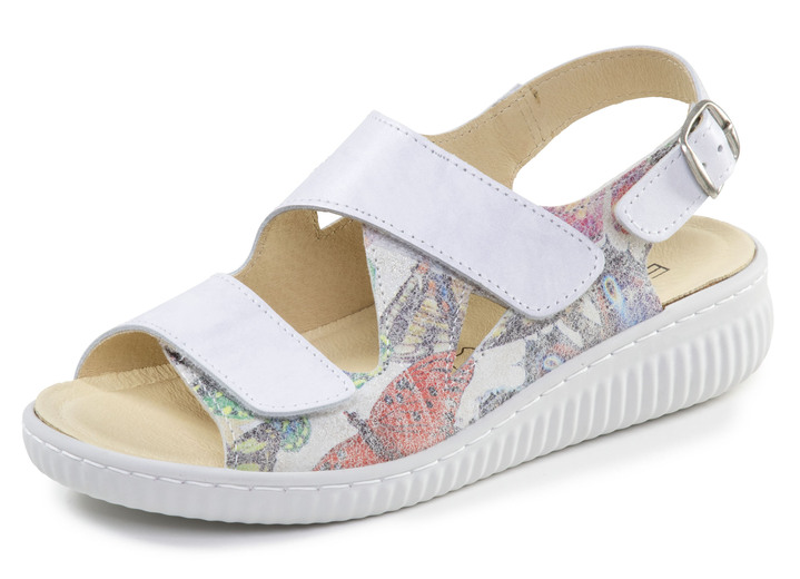 Damenmode - ELENA EDEN, bequeme Damen-Sandalen, Weite H, mit herausnehmbarem Fußbett, in Größe 036 bis 042, in Farbe WEISS-BUNT Ansicht 1