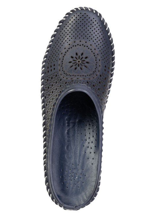 Sandaletten & Pantoletten - Gemini, sommerlicher Damen-Sabot, Weite G, mit herausnehmbarem Fußbett, in Größe 036 bis 042, in Farbe MARINE Ansicht 2