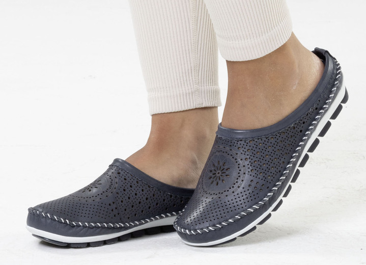 Damenmode - Gemini, sommerlicher Damen-Sabot, Weite G, mit herausnehmbarem Fußbett, in Größe 036 bis 042, in Farbe WEISS Ansicht 7