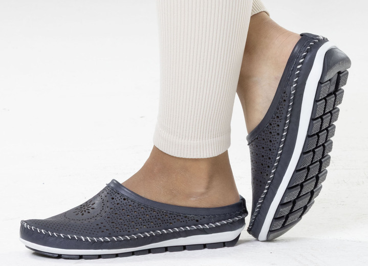 Damenmode - Gemini, sommerlicher Damen-Sabot, Weite G, mit herausnehmbarem Fußbett, in Größe 036 bis 042, in Farbe WEISS Ansicht 8