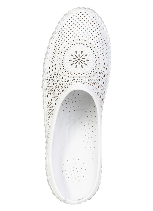 Damenmode - Gemini, sommerlicher Damen-Sabot, Weite G, mit herausnehmbarem Fußbett, in Größe 036 bis 042, in Farbe WEISS Ansicht 2