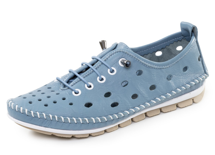 Slipper & Schnürschuhe - ELENA EDEN, sommerliche Damen-Slipper, Weite G, mit herausnehmbarem Fußbett, in Größe 036 bis 041, in Farbe JEANSBLAU Ansicht 1