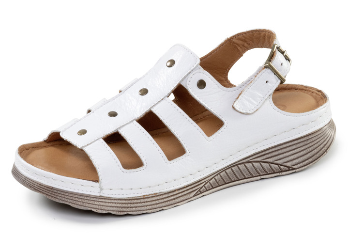 Sandaletten & Pantoletten - Gemini, klassische Damen-Sandalen, Weite G, aus Leder, in Größe 036 bis 042, in Farbe WEISS Ansicht 1
