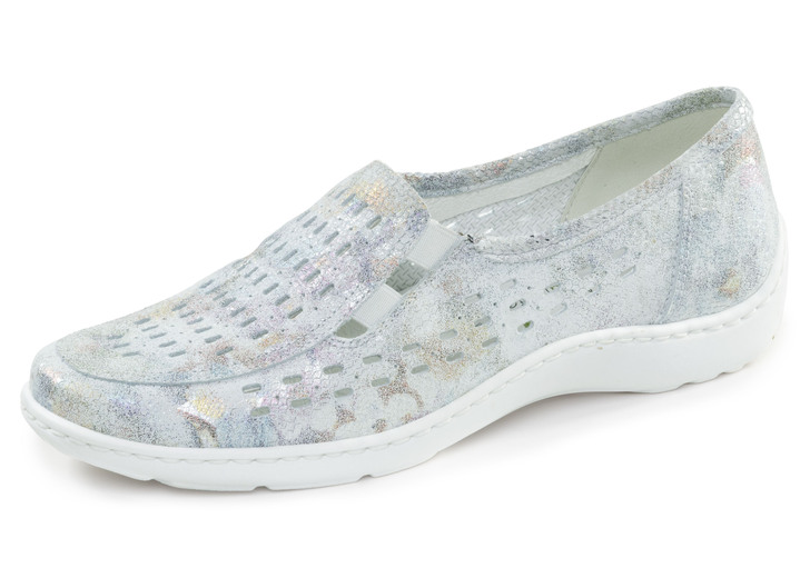 Slipper & Schnürschuhe - Waldläufer, sommerliche Damen-Slipper, Weite H, mit herausnehmbarem Fußbett, in Größe 3 1/2 bis 8, in Farbe ECRU-BUNT Ansicht 1