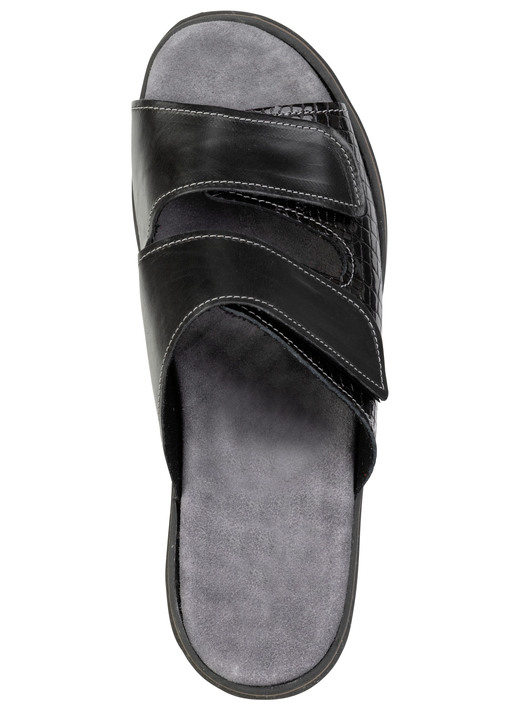 Damenmode - Komfortable Damen-Pantoletten, Weite K, mit Klettverschluss, in Größe 036 bis 042, in Farbe SCHWARZ Ansicht 2