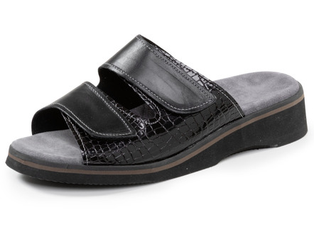 Komfortable Damen-Pantoletten, Weite K, mit Klettverschluss