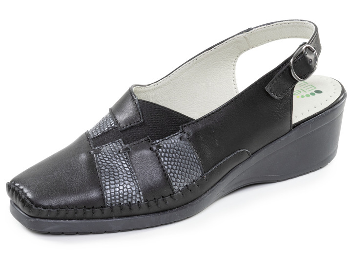 Damenmode - ELENA EDEN, schicke Damen-Sandalen, Weite G, mit Gummizug, in Größe 036 bis 042, in Farbe ECRU-SILBER Ansicht 4