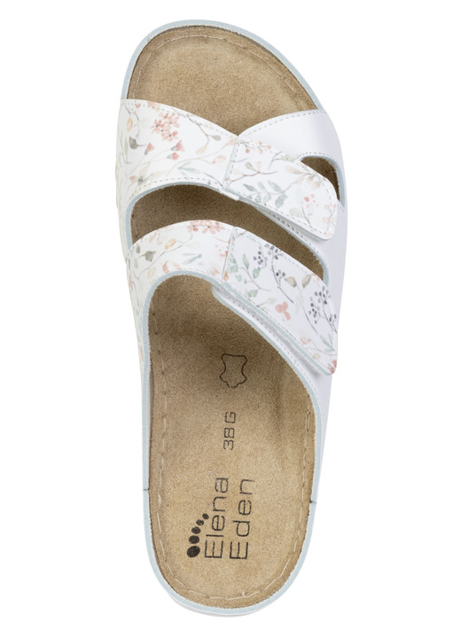 Sandaletten & Pantoletten - ELENA EDEN, klassische Damen-Pantoletten, Weite G, mit Klettverschluss, in Größe 036 bis 042, in Farbe WEISS Ansicht 2
