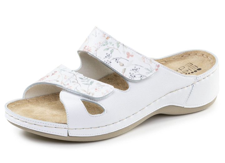 Sandaletten & Pantoletten - ELENA EDEN, klassische Damen-Pantoletten, Weite G, mit Klettverschluss, in Größe 036 bis 042, in Farbe WEISS Ansicht 1