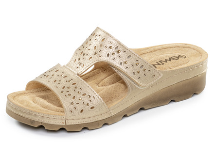 Gemini, bequeme Damen-Pantoletten, Weite G, mit Klettverschluss