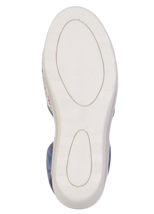 Sandaletten & Pantoletten - Sommerliche Damen-Sandalen, Weite G, mit Elastikbändchen, in Größe 036 bis 041, in Farbe BLAU-BUNT Ansicht 3