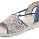 Sandaletten & Pantoletten - Sommerliche Damen-Sandalen, Weite G, mit Elastikbändchen, in Größe 036 bis 041, in Farbe BLAU-BUNT – Farbe BLAU-BUNT – Ansicht 1