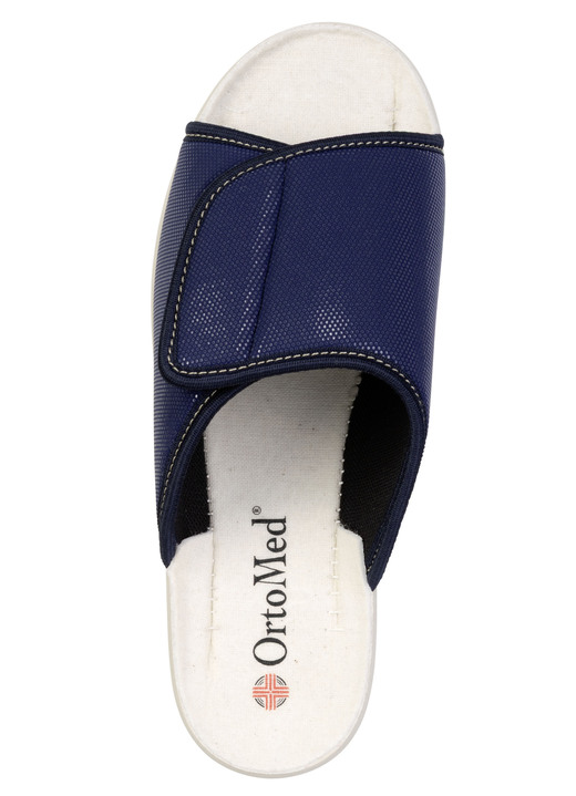 Hausschuhe - Bequeme Damen-Hausschuhe, Weite H, mit Klettverschluss, in Größe 036 bis 042, in Farbe MARINE Ansicht 2