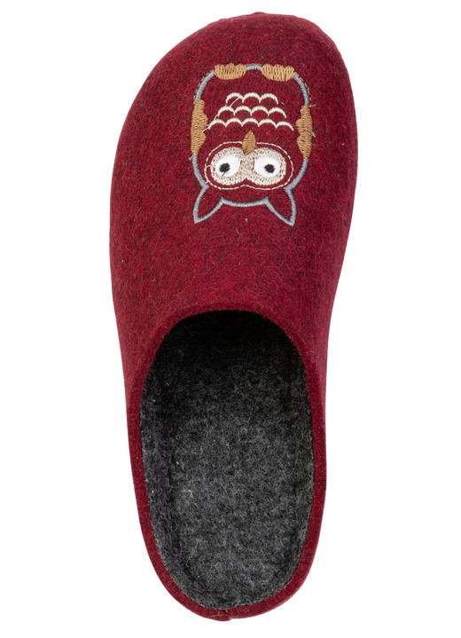 Hausschuhe - Klassische Damen-Hausschuhe, aus Filzmaterial, in Größe 036 bis 042, in Farbe GRANATROT Ansicht 2