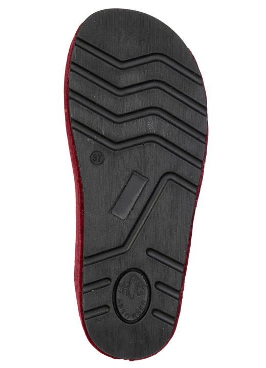 Hausschuhe - Klassische Damen-Hausschuhe, aus Filzmaterial, in Größe 036 bis 042, in Farbe GRANATROT Ansicht 3