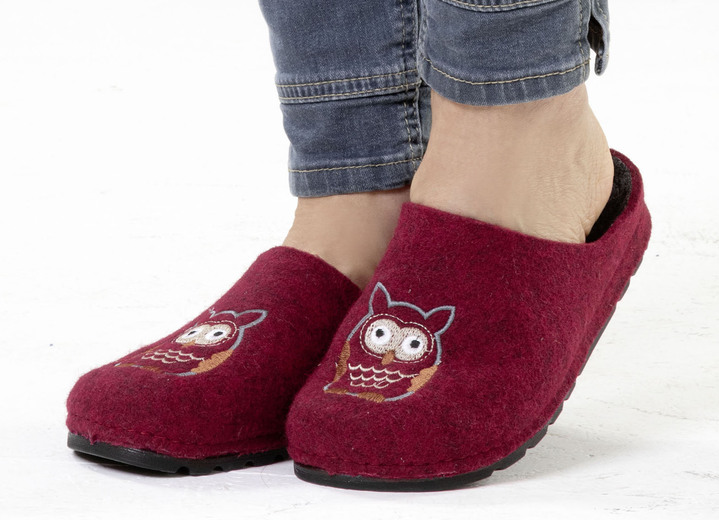 Hausschuhe - Klassische Damen-Hausschuhe, aus Filzmaterial, in Größe 036 bis 042, in Farbe JEANS Ansicht 7