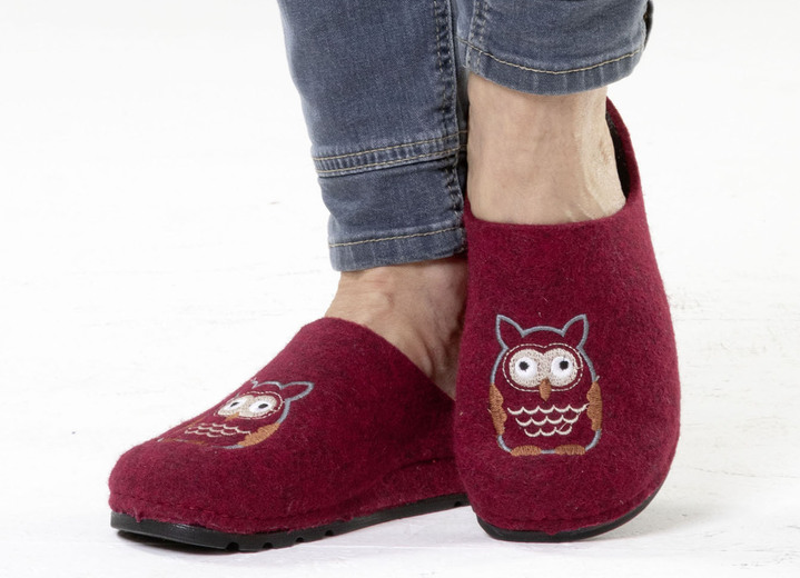 Hausschuhe - Klassische Damen-Hausschuhe, aus Filzmaterial, in Größe 036 bis 042, in Farbe JEANS Ansicht 8