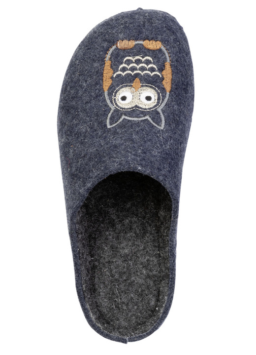 Hausschuhe - Klassische Damen-Hausschuhe, aus Filzmaterial, in Größe 036 bis 042, in Farbe JEANS Ansicht 2
