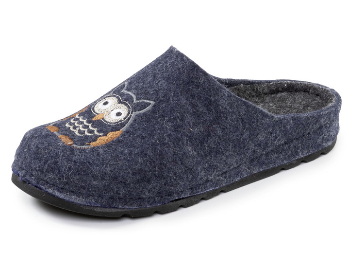 Hausschuhe - Klassische Damen-Hausschuhe, aus Filzmaterial, in Größe 036 bis 042, in Farbe JEANS Ansicht 1