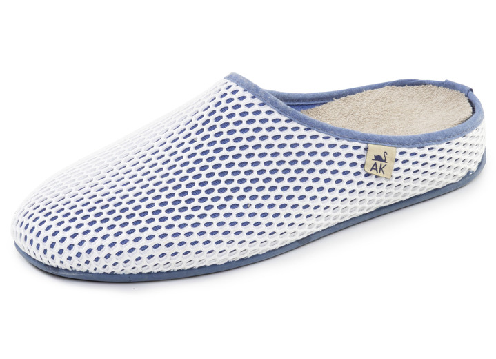 Hausschuhe - Bequeme Damen-Hausschuhe, Weite H, mit herausnehmbarem Fußbett, in Größe 036 bis 042, in Farbe JEANS Ansicht 1