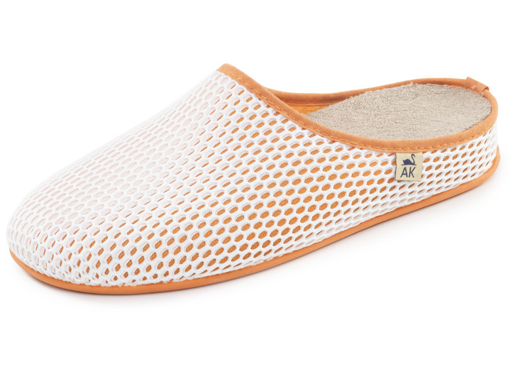 Hausschuhe - Bequeme Damen-Hausschuhe, Weite H, mit herausnehmbarem Fußbett, in Größe 036 bis 042, in Farbe JEANS Ansicht 4