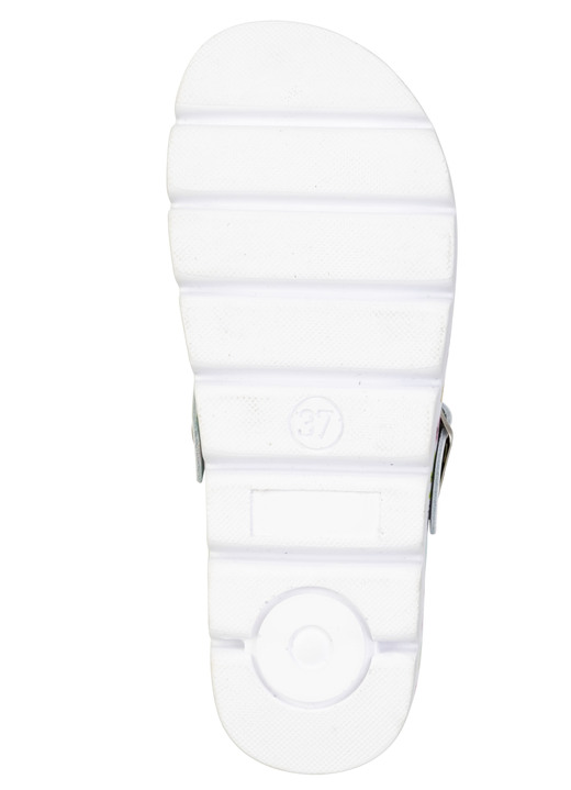 Hausschuhe - Klassische Damen-Clogs, mit anatomisch, gepolstertem Fußbett, in Größe 036 bis 042, in Farbe WEISS-BUNT Ansicht 3