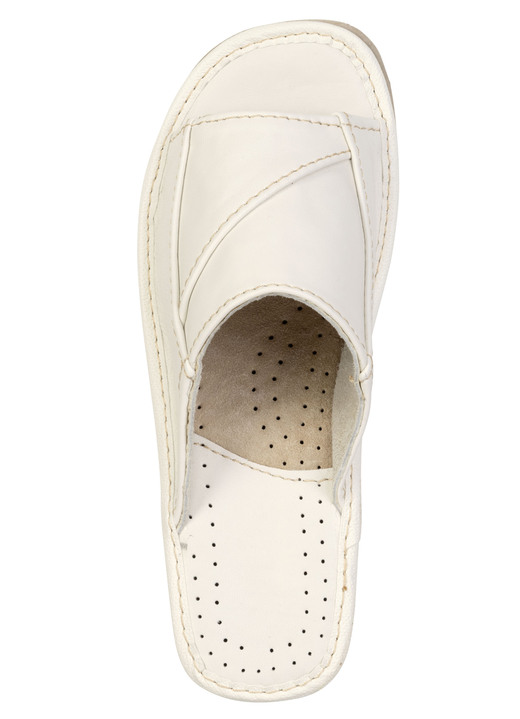 Sandaletten & Pantoletten - Klassische Damen-Pantoletten, aus Leder, in Größe 036 bis 042, in Farbe CREME Ansicht 2