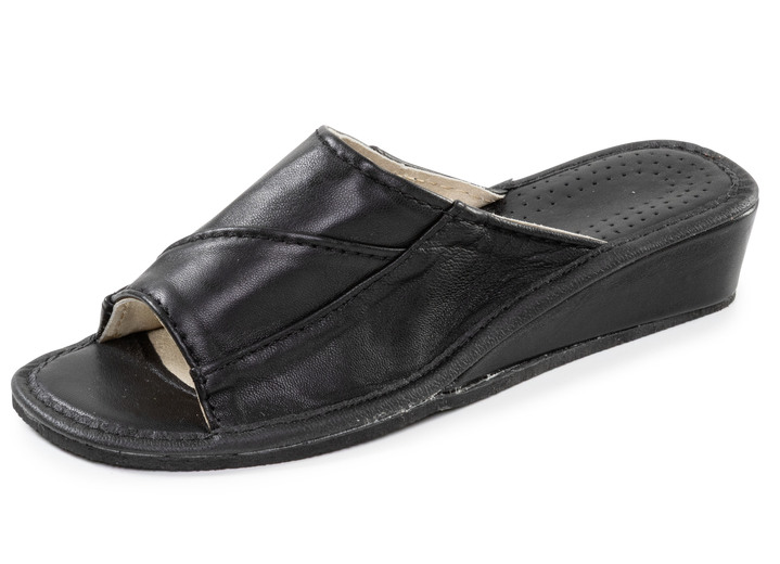 Sandaletten & Pantoletten - Klassische Damen-Pantoletten, aus Leder, in Größe 036 bis 042, in Farbe CREME Ansicht 4