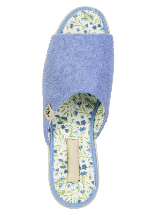 Hausschuhe - Klassische Damen-Hausschuhe, aus Textilmaterial, in Größe 035 bis 041, in Farbe HIMMELBLAU Ansicht 2