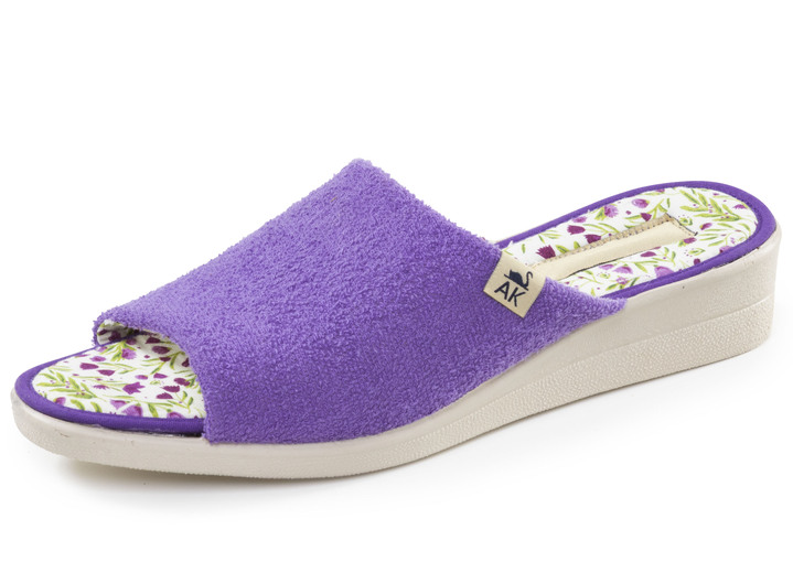 Hausschuhe - Klassische Damen-Hausschuhe, aus Textilmaterial, in Größe 035 bis 041, in Farbe HIMMELBLAU Ansicht 12