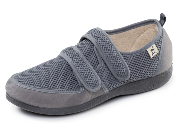 Hausschuhe - Bequeme Damen-Klettschuhe, Weite H, aus Mesh und Textilmaterial, in Größe 036 bis 042, in Farbe SAND Ansicht 10