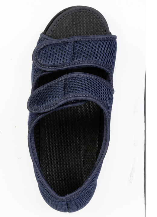 Hausschuhe - Bequeme Damen-Hausschuhe, Weite H, mit herausnehmbarem Fußbett, in Größe 036 bis 042, in Farbe MARINE Ansicht 2