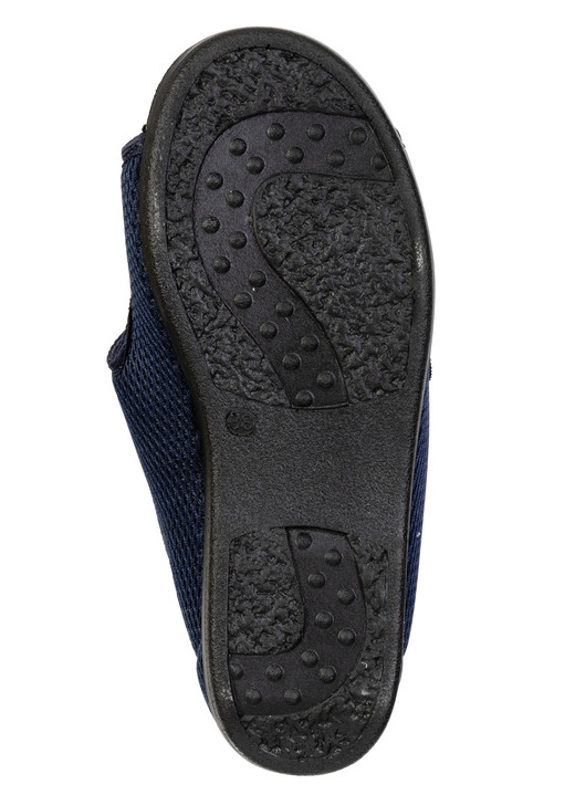 Hausschuhe - Bequeme Damen-Hausschuhe, Weite H, mit herausnehmbarem Fußbett, in Größe 036 bis 042, in Farbe MARINE Ansicht 3