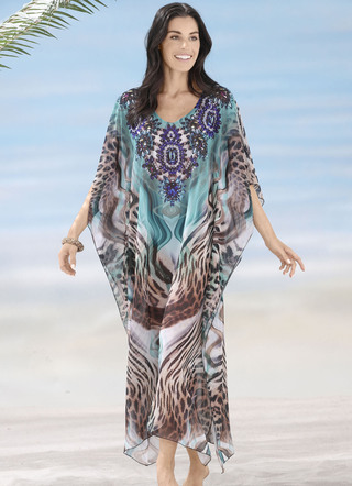 Laurina Kaftan mit Schmucksteinchen