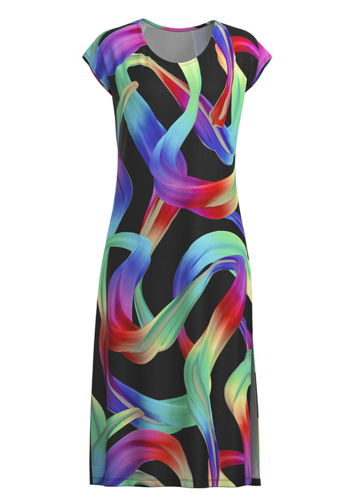 Strandkleider - Kleid mit farbbrillantem Druckdessin, in Größe 036 bis 054, in Farbe SCHWARZ-BUNT Ansicht 2