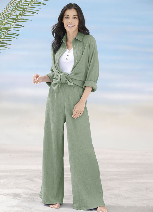 Strandkleider - Laurina Set: Bluse + Hose, in Größe 036 bis 054, in Farbe BLAU Ansicht 3