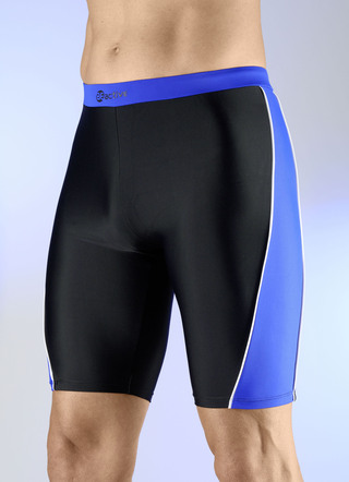 Badelongpants mit blauen Einsätzen
