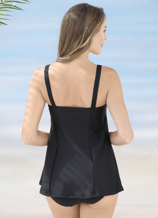 Badeanzüge - Schwab Badeanzug in Bandeauform, mit Röckchenteil und Vollkorsage, in Größe 038 bis 054, in Cup B, in Farbe SCHWARZ-BUNT Ansicht 3