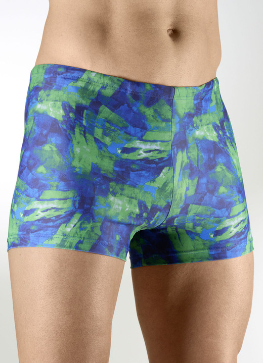 Wäsche - Schwab Badehose in höherer Kastenform, in Größe 005 bis 013, in Farbe BLAU-GRÜN