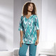 Freizeitanzüge - Hausanzug mit V-Ausschnitt, in Größe 3XL (56/58) bis XXL (52/54), in Farbe PETROL-MINT-ECRU-BUNT – Farbe PETROL-MINT-ECRU-BUNT – Ansicht 1