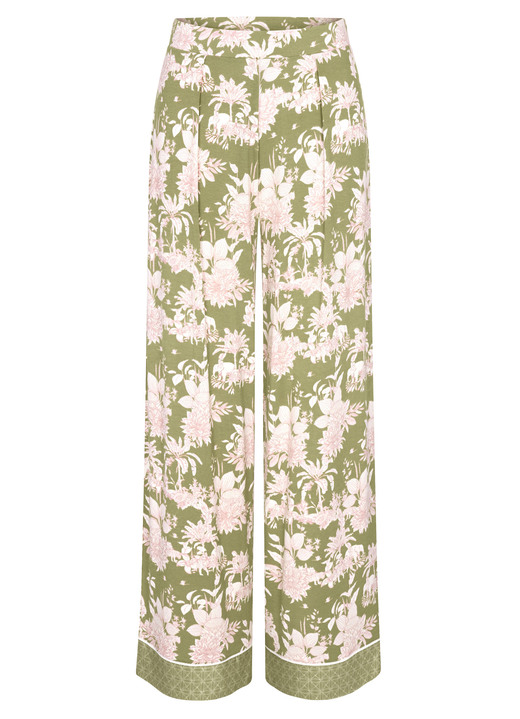 Freizeithosen - Triumph-Aura Spotlight Hose mit hübschem Druckdessin, in Größe 036 bis 046, in Farbe PISTAZIE-ROSA-ECRU Ansicht 4